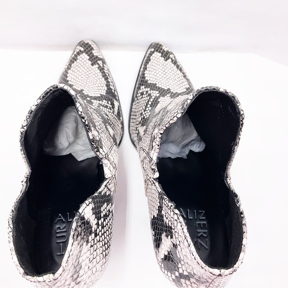 {Naturalizer} Rosetta Snakeskin Embossed Pointed Toe Block Heel Boot - Picture 8 of 16